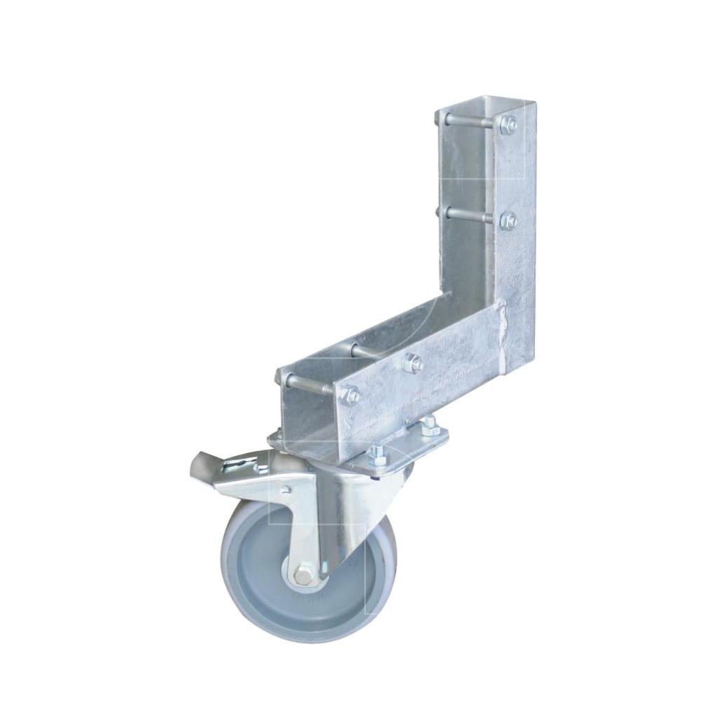 müba wiel met rem voor werfhek met schroeven voor hoek  (Müba 39250)