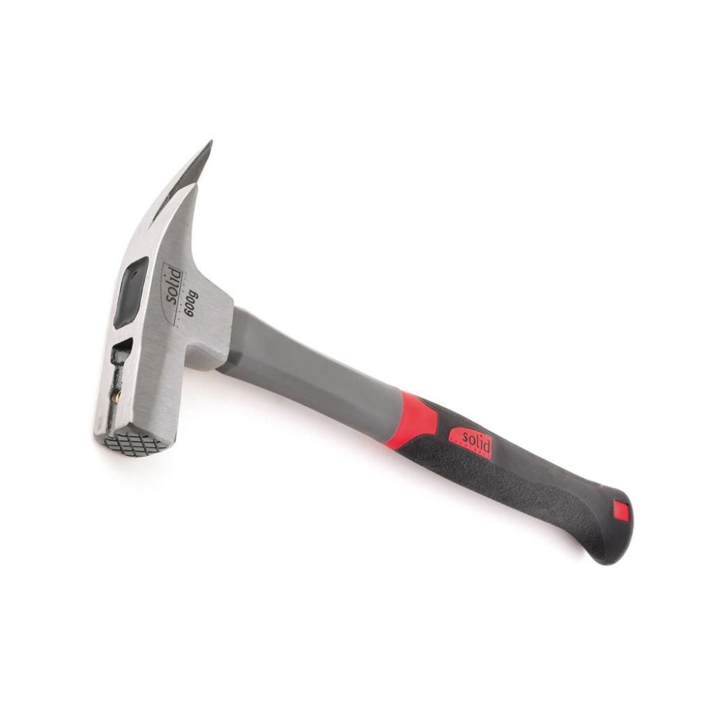 Lattenhamer 600 gr, 1 punt met magneet en glasvezelsteel