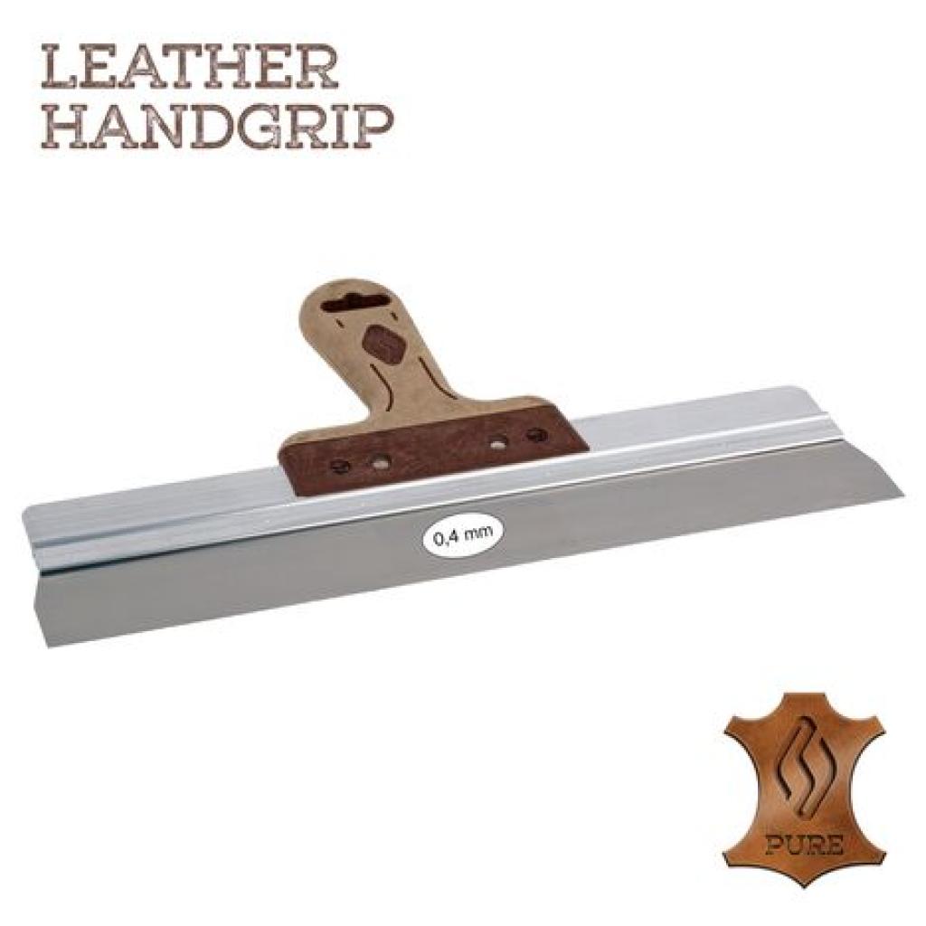 Spackmes SUPER PROF PURE alu 380 mm RVS met LEDEREN-greep