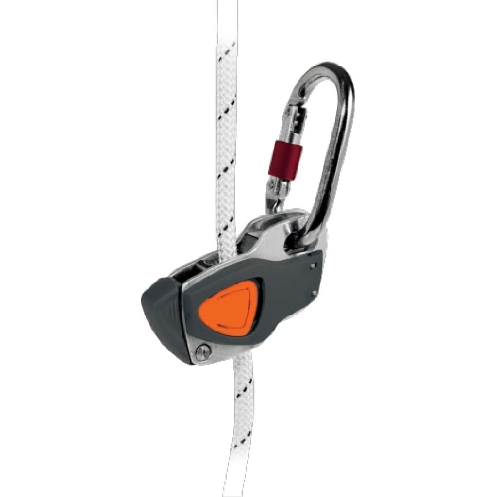 Schuiver en blokkeerder voor gevlochten touw - Staal, Plastic  Grijs-Oranje