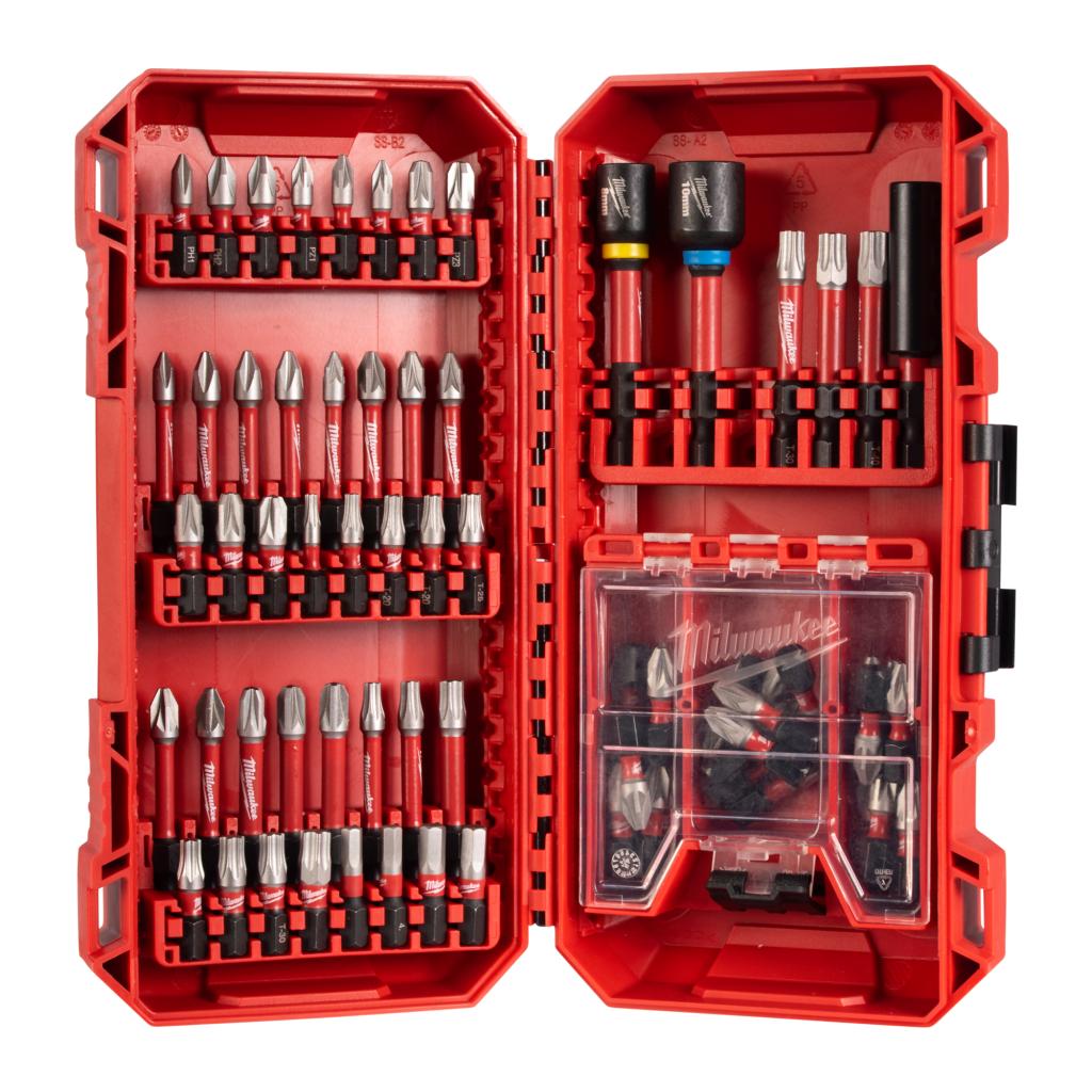 Milwaukee SHOCKWAVE Bit Set PACKOUT Ready Box (55x 25mm &amp; 12x 50mm &amp; 2x Doppen &amp; 60mm Bithouder)