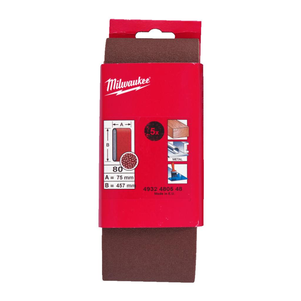 Milwaukee Schuurband 75x457 mm G80 (5 stuks)