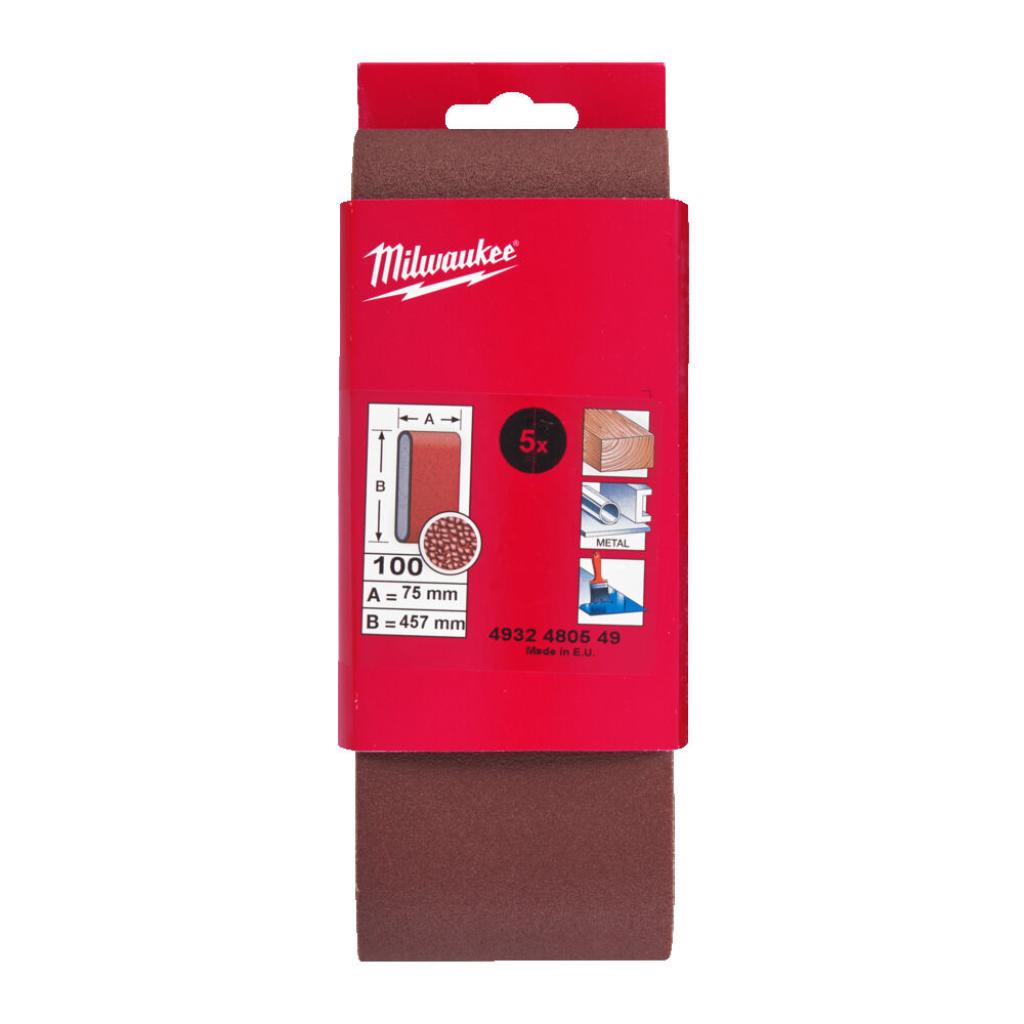 Milwaukee Schuurband 75x457 mm G100 (5 stuks)