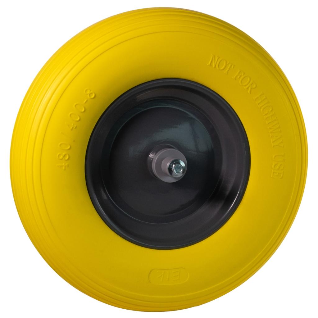 DG Wiel 400x8 geel softwiel metaal kogellagers 13 cm as (CW228)