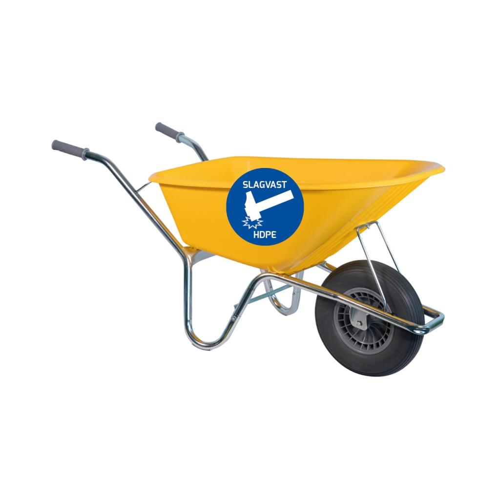 DG Bouwkruiwagen Basic HDPE 100 L geel softwiel (H1G100SW)