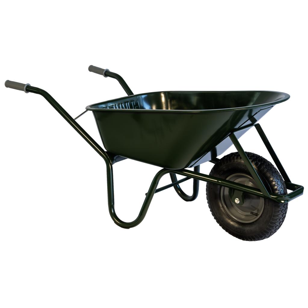 DG Bouwkruiwagen 85 L gecoat rondneus extra verzwaard metaal wiel (HS85 GROEN EZ)