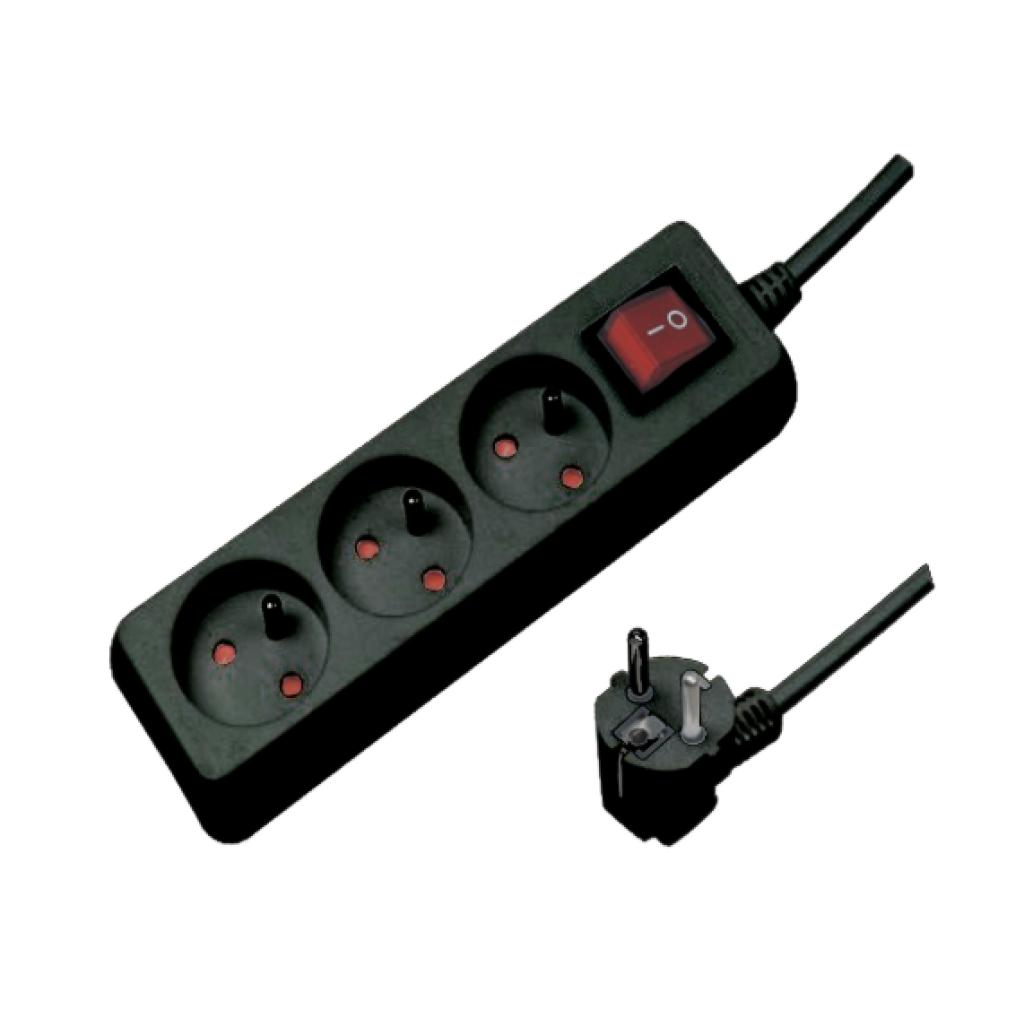 LUMX Stekkerdoos met schakelaar - 4-voudig, zwart, H05VV-F vinyl, 3G 1,5 mm² - 3 m (EX LM 40814)
