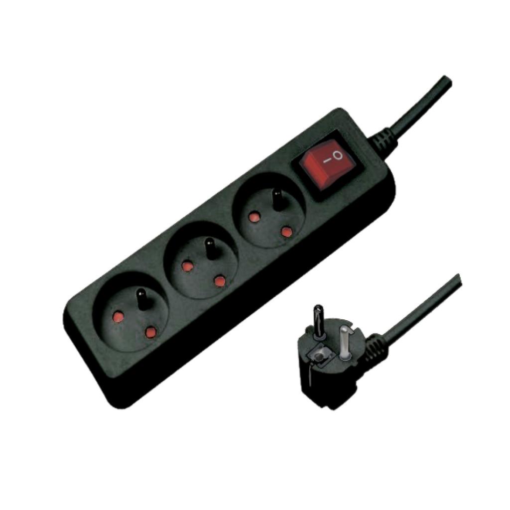 LUMX Stekkerdoos met schakelaar - 5-voudig, zwart, H05VV-F vinyl, 3G 1,5 mm² - 3 m
