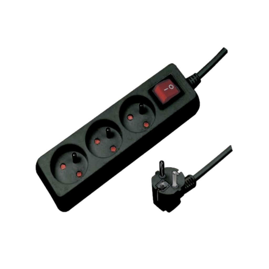 LUMX Stekkerdoos met schakelaar - 6-voudig, zwart, H05VV-F vinyl, 3G 1,5 mm² - 3 m (EX LM 40826)