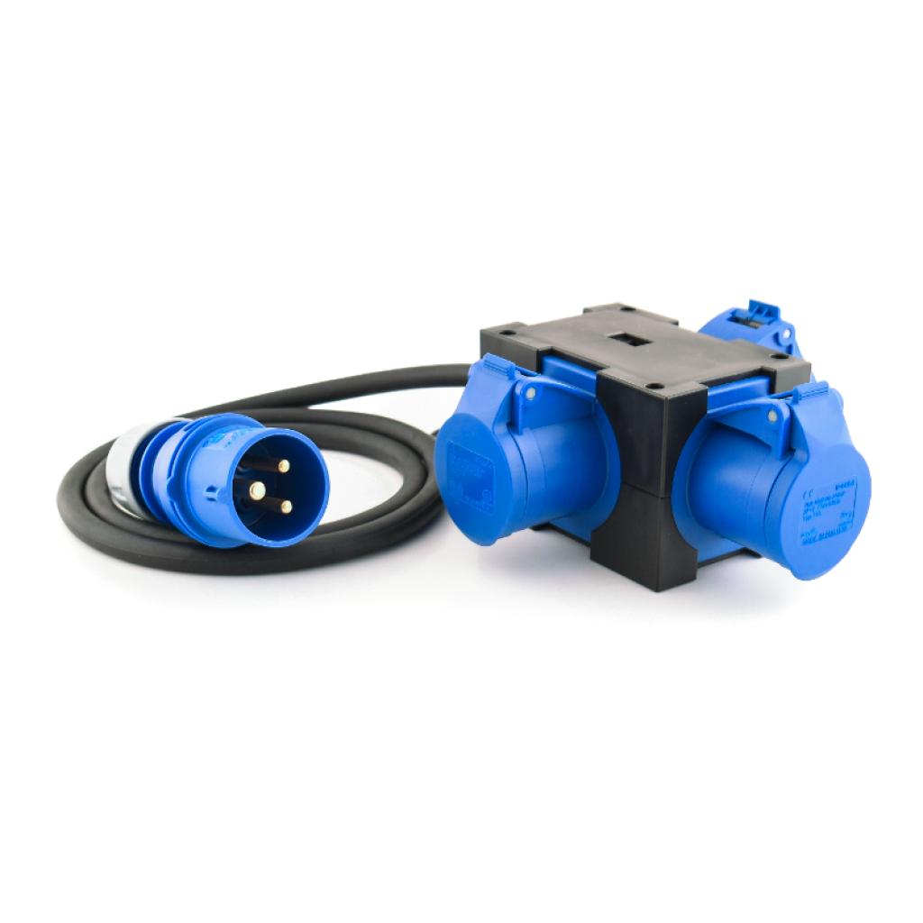 CEE verdeelkast - in : CEE 16A 3P 230 V / out : 3xCEE 16A 3P 230V, kabel 1,5 m