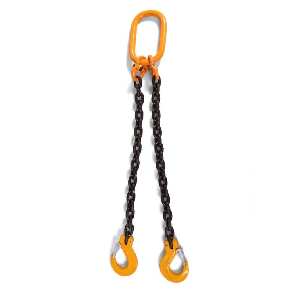 Kettingtweesprong kraanketting 2m met inkorthaken dia 8mm + G80 veiligheidshaken