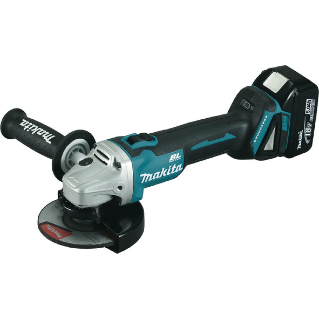Makita DGA506RTJ Accu haakse slijper 125mm LXT 18V met schuifschakelaar + 2x BL1850 + 1x DC18RC + Ma