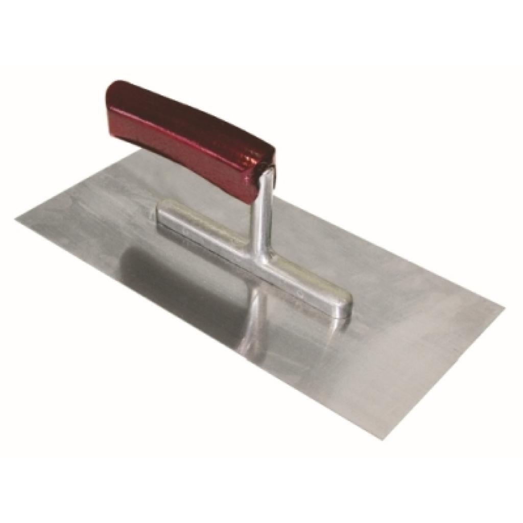 Plakspaan 280 x 130 x 0,7 mm met gebogen houten handgreep - staal