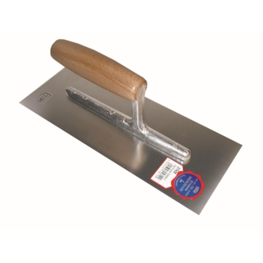 Plakspaan 260 x 100 x 0,4 mm met houten handgreep - inox