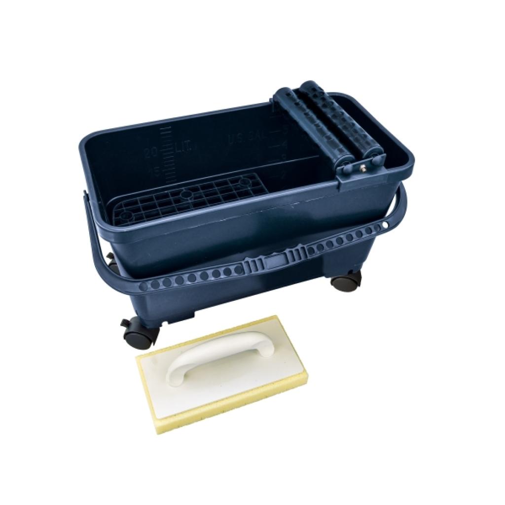 Eco tegel-was-set met kunststof rooster en 4 wielen (2 met blokkeersysteem) – 24L
